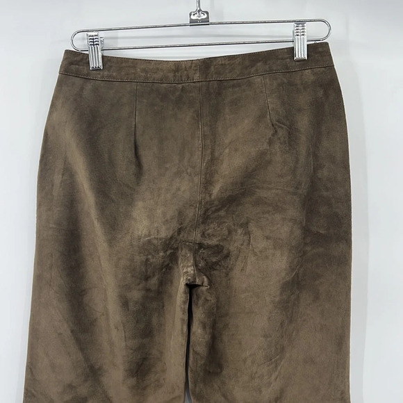 INC International Concepts Pants Womens 6 Brown Suede Genuine Leather Straight‎ - Picture 4 of 10